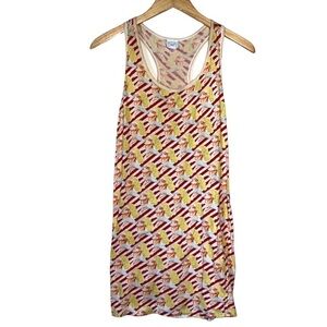 Benetton Vintage Pop Art Lady Drinking Soda Racerback Mini Dress Italy Small